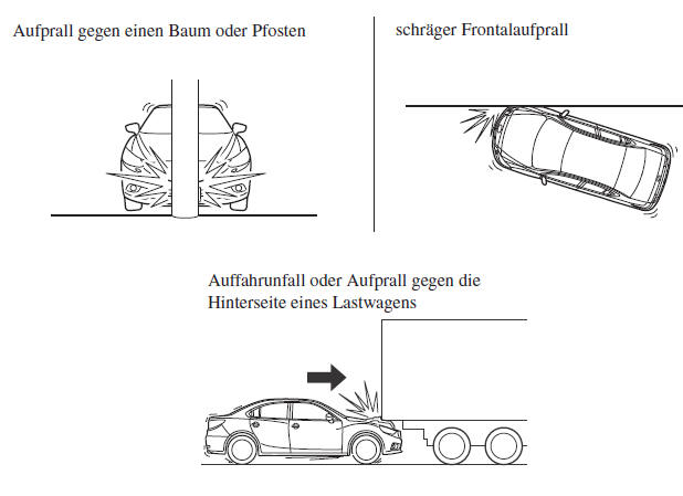 Mazda3. Grenzfälle für die Auslösung der Airbags