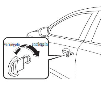 Mazda3. Ver- bzw. Entriegeln mit dem Schlüssel