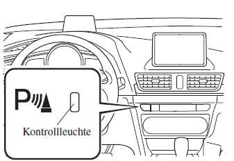 Mazda3. Mit vorderem Sensor und vorderem Ecksensor