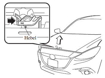 Mazda3. Öffnen der Motorhaube