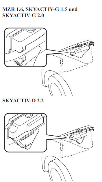 Mazda3. Kontrolle des Kühlmittels