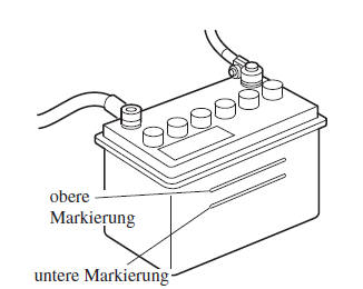 Mazda3. Prüfung des Batteriesäurestandes 