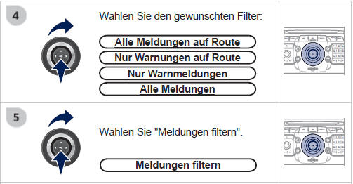 Wenn alle Meldungen auf der Strecke ausgewählt werden, sollte ein geografi scher