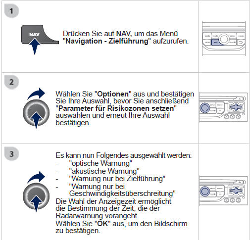 Diese Funktionen sind nur verfügbar, wenn die Risikozonen heruntergeladen und