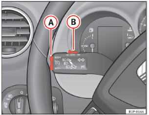 Abb. 132 Blinker- und Fernlichthebel: Schalter und Wippe für die Geschwindigkeitsregelanlage