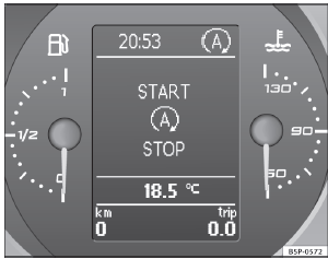 Abb. 120 Anzeige am Display des Kombiinstruments während des Start- Stopp-Betriebs