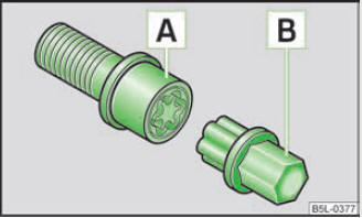 Abb. 154 Prinzipdarstellung: Anti-Diebstahl- Radschraube mit Adapter