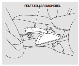 Zum Betätigen der Feststellbremse den