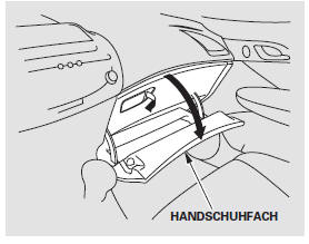 Das Handschuhfach öffnen, indem der Griff