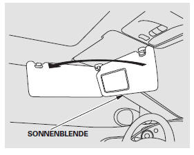 Die Sonnenblende zur Benutzung nach unten