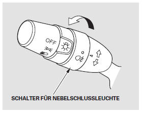 Der Nebelschlussleuchtenschalter befindet