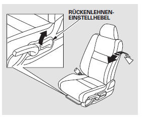 Zum Ändern des Sitzlehnenwinkels am Hebel