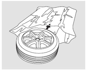 21. Den platten Reifen in die Vinyltasche