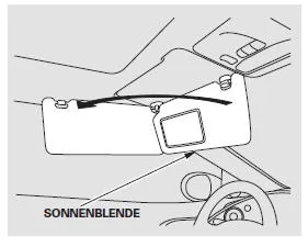 Die Sonnenblende zur Benutzung nach unten