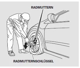 12. Die vier Radmuttern mit dem