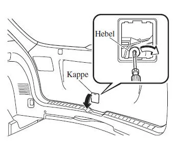 Mazda3. Falls sich die Heckklappe bzw. der Kofferraumdeckel nicht öffnen lässt