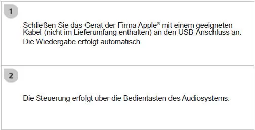 Die zur Verfügung stehenden Einteilungen sind die des angeschlossenen mobilen