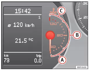 Abb. 34 Kombiinstrument: Motorkühlmitteltemperaturanzeige