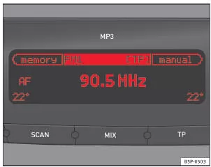 Abb. 112 Display des Radios mit Informationen der Climatro